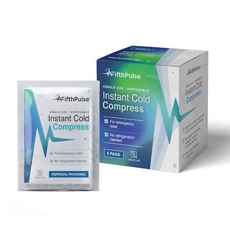 Fifthpulse Instant Cold Pack, Instant Relief, Disposable Single Use Pouch, 5 in. x 6 in., 5PK FP-COLD-5PK